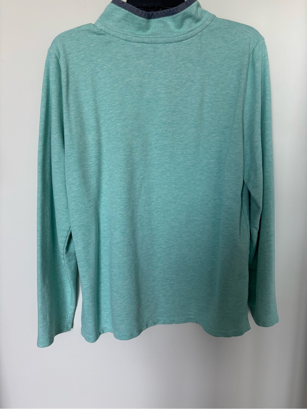 L.L.Bean Seafoam Green Pullover with Denim Trim - Picture 2 of 6